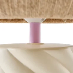 Lampe à poser Twist Maison Paloma – avec pied céramique jaune pâle et abat-jour tissé