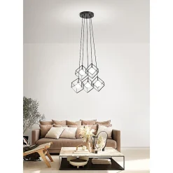 Lampe à suspension CUBE en métal noir mat Perenz 5 lampes G9