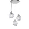 Lampe à suspension Diamante en fer blanc et structure chromée avec câbles réglables et diffuseurs en verre soufflé transparent