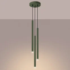 Lampe à suspension en acier 3 ampoules 3000K - 19.5x19.5x104cm Sollux