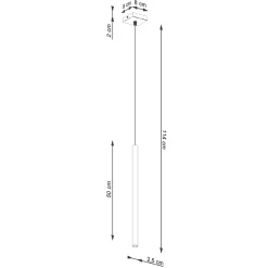 Lampe à suspension en acier 1 ampoule 3000K - 8x8x114cm Sollux