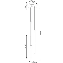 Lampe à suspension en acier 3 ampoules 4000K - 19.5x19.5x104cm Sollux