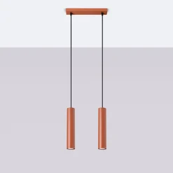 Lampe à suspension en acier 2 ampoules 3000K - 30x6x105cm Sollux