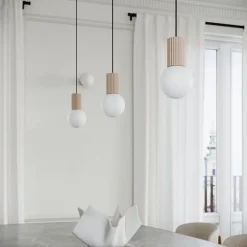 Lampe à suspension en aluminium/verre 3 lampes 25x25x125cm Sollux