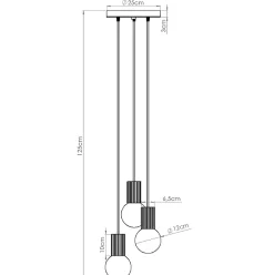 Lampe à suspension en aluminium/verre 3 lampes 25x25x125cm Sollux