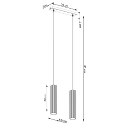 Lampe à suspension en aluminium 2 ampoules 4000K - 30x6.5x90cm Sollux