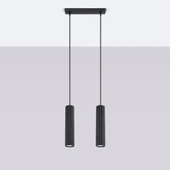 Lampe à suspension en aluminium 2 ampoules 3000K - 30x6.5x90cm Sollux