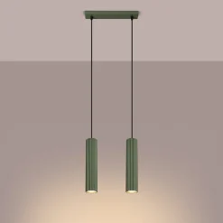 Lampe à suspension en aluminium 2 lampes 30x6.5x90cm Sollux