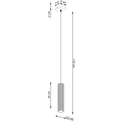 Lampe à suspension en aluminium 1 ampoule 3000K - 8x8x118cm Sollux