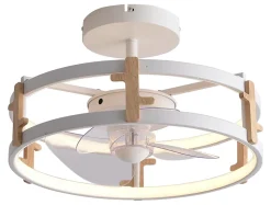 Lampe à ventilateur LED avec détails en bois