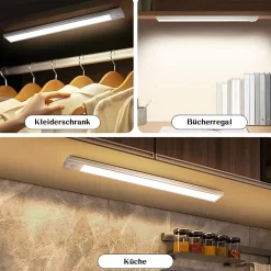 Lampe 2 x LED sous meuble NETTLIFE avec détecteur de mouvement, rechargeable par USB, 1 500 mAh