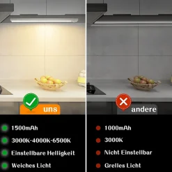 Lampe 2 x LED sous meuble NETTLIFE avec détecteur de mouvement, rechargeable par USB, 1 500 mAh