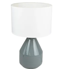 Lampe a poser ceramique anthracite et tissu luminaire LED E27 deco chambre salon