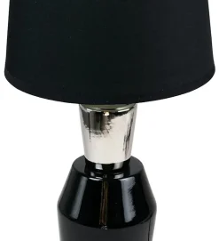 Lampe a poser ceramique tissu noir et argent Luminaire chevet LED chambre salon