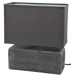 Lampe a poser effet beton abat jour tissu coton gris taupe luminaire design