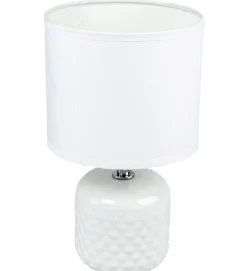 Lampe a poser pied en ceramique abat jour coton blanc deco ananas