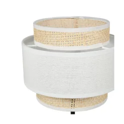 Lampe abat-jour papier rotin 3 niveaux blanc
