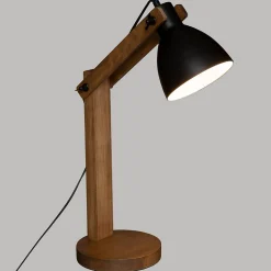 Lampe arc Cuba noire - métal & bois H56 cm - Atmosphera