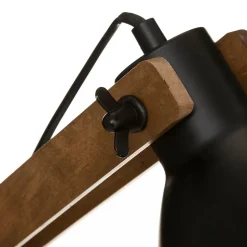 Lampe arc Cuba noire - métal & bois H56 cm - Atmosphera