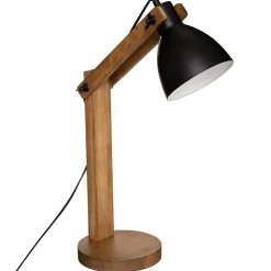 Lampe arc Cuba noire - métal & bois H56 cm - Atmosphera