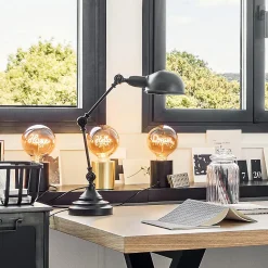 Lampe Basalt noire - métal H55 cm - Atmosphera