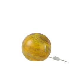 Lampe boule à poser en verre jaune 20x20x18 cm