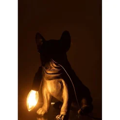 Lampe bulldog en synthétique noir 25x14x29 cm