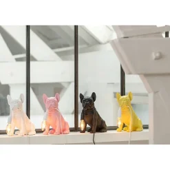 Lampe bulldog en synthétique blanc 26x14x28 cm