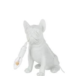 Lampe bulldog en synthétique blanc 26x14x28 cm