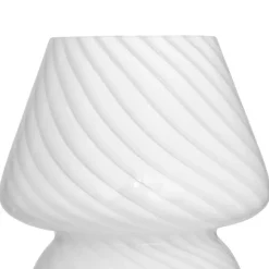 Lampe champignon en verre - Hauteur 18 cm - Blanc