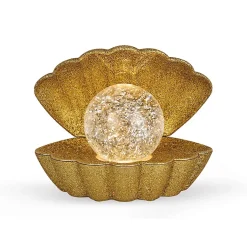 Lampe coquillage lumineuse - - Effet pailleté (18x13x15 cm - Doré)