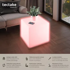 Lampe cube avec éclairage LED 12 W avec télécommande et ampoule