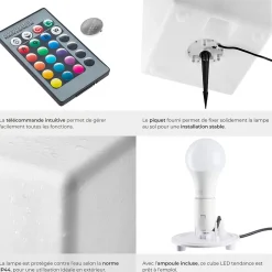 Lampe cube avec éclairage LED 12 W avec télécommande et ampoule