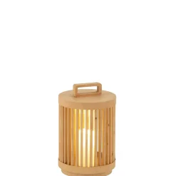 Lampe cylindrique en bois de sapin beige 20.5x20.5x32 cm