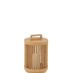 Lampe cylindrique en bois de sapin beige 20.5x20.5x32 cm