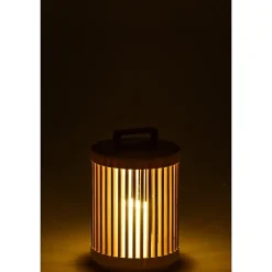 Lampe cylindrique en bois de sapin beige 20.5x20.5x32 cm