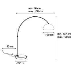 Lampe d'arc intelligente chromée avec abat-jour blanc, y compris Wifi A60 - Arc Basic