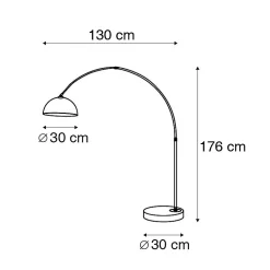 Lampe d'arc moderne en laiton avec abat-jour blanc - Arc Basic