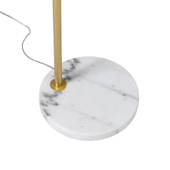 Lampe d'arc moderne en laiton avec abat-jour blanc - Arc Basic