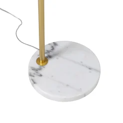 Lampe d'arche intelligente en laiton avec abat-jour blanc incl. Wifi A60 - Arc Basic