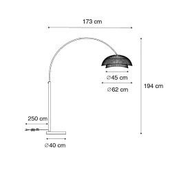 Lampe d'arche orientale noire avec bambou naturel - Pua