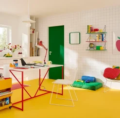 Lampe déco à poser Sodeco rouge et blanc H.25 x Ø11,5 cm