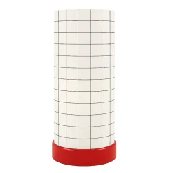 Lampe déco à poser Sodeco rouge et blanc H.25 x Ø11,5 cm