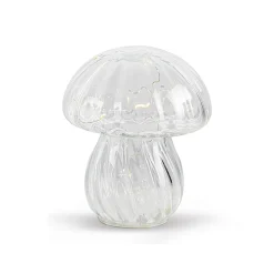 Lampe décorative champi verre strié transparent LED à piles