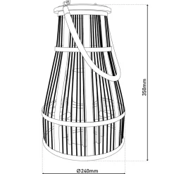 Lampe décorative 'Korbinian' avec bougie LED solaire pour le jardin et le balcon, en rotin naturel, lampe solaire hauteur 35 cm