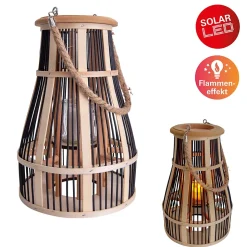 Lampe décorative 'Korbinian' avec bougie LED solaire pour le jardin et le balcon, en rotin naturel, lampe solaire hauteur 35 cm