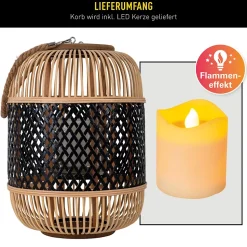 Lampe décorative solaire KORBINIAN avec effet flamme H : 31,5 cm