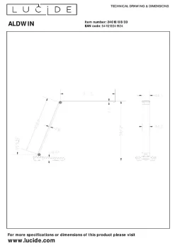 Lampe de bureau ALDWIN en abs avec LED intégré - Noir - Lucide