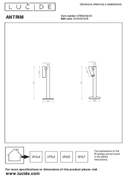 Lampe de bureau ANTRIM en aluminium avec LED intégré - Blanc - Lucide