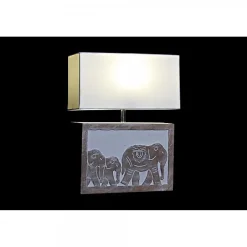 Lampe de bureau DKD Home Decor Blanc Marron Bois de manguier 50 W 220 V 33 x 12 x 41 cm